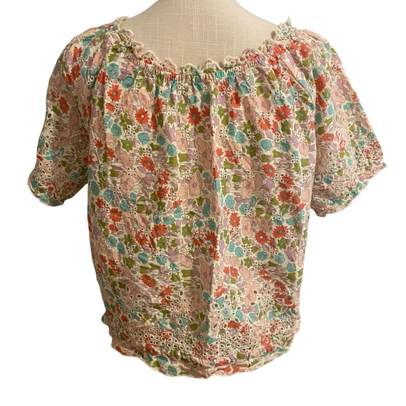 Anthropologie Jennifer & Grace Floral Cotton Blouse with Ruffle Trim - Picture 2 of 7